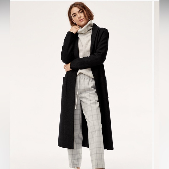 Babaton Jackets & Blazers - Babaton Black Long Open-Front Coat
